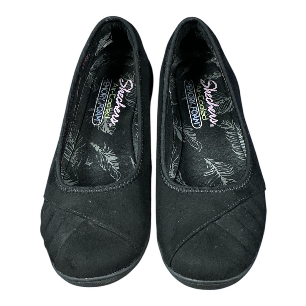 Skechers - EC - Air Cooled Memory Foam Stretch Fit Black Suede Flats